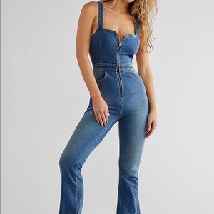 Free People 2nd Ave One Piece Jumpsuit Denim